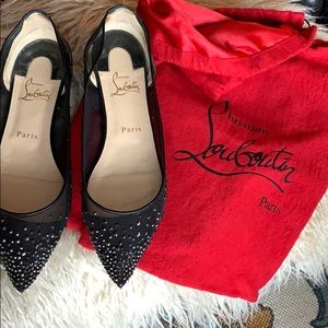 Christian Louboutin sz39 black mesh/crystals flats
